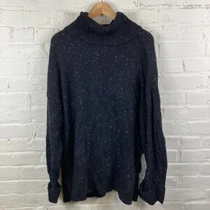 Caslon Women's Cowl Neck Knitted Pullover Sweater Long Sleeves Black Size XXL